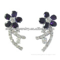 flower purple crystal jewelry earrings